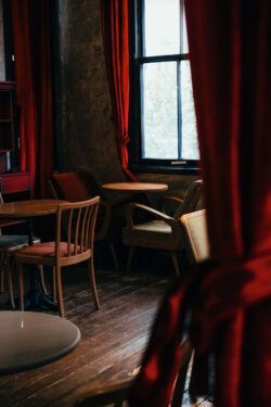 Red curtains