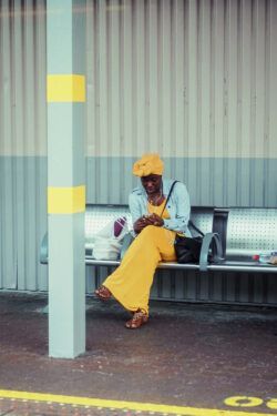 The girl in yellow on the platform